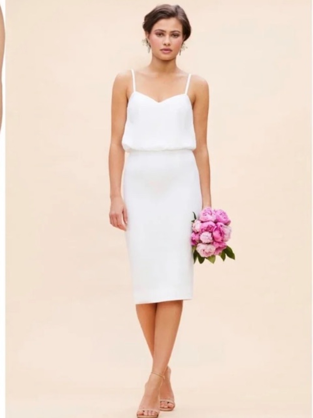 Dress The Population NWT White Classic Midi Dress Size Medium